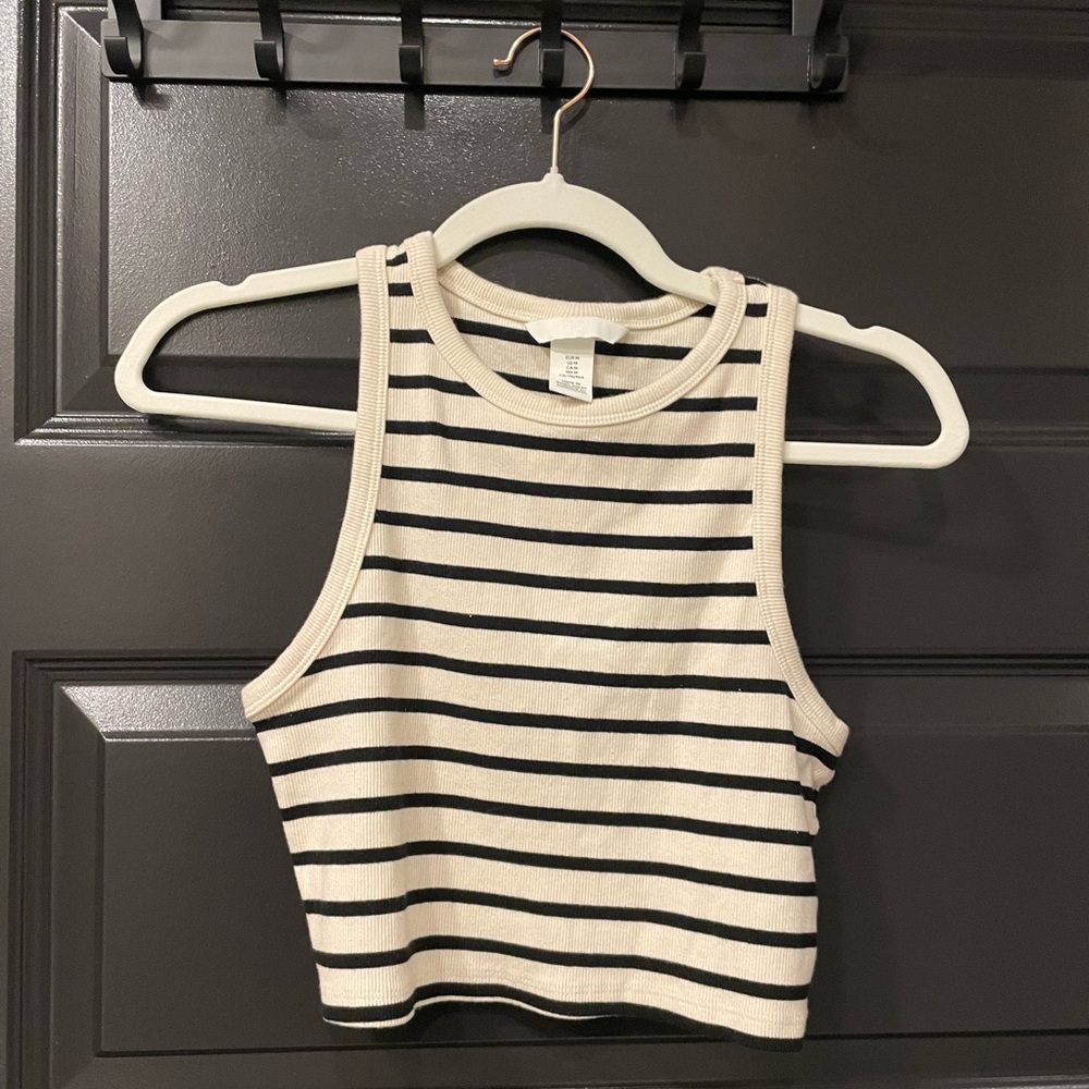 H&M Black and White Striped Top